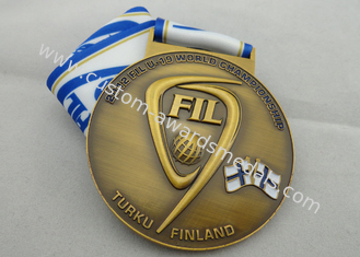Медь FIL U-19/сплав/певтер цинка медали тесемки чемпионата мира с заливкой формы