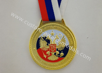 плакировка золота медали эмали сплава цинка 3Д изготовленная на заказ с лентой 900*25 мм