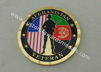 Проштемпелеванные латунью монетки Афганистана персонализированные ветераном с плакировкой упаковки и золота коробки