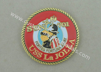 Заливка формы сплава цинка USS La Jolla персонализировала монетку, античную плакировку золота с краем веревочки