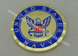 Военно-морской флот США персонализировал монетку латунным умирает пораженный и 1 3/4 дюйм, прозрачная упакованная коробка