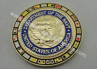 Плакировка золота персонализировала монетку военно-морского флота для наград/сувенира/праздника, монетки края веревочки