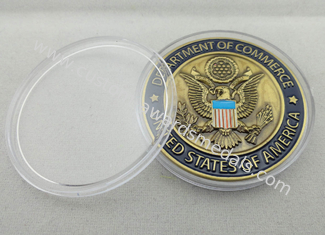 изготовленные на заказ утюг/латунь/медь коммерции 3D награждают монетку с ясной пластичной коробкой