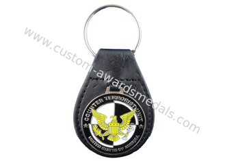Выдвиженческая кожа Keychain орла подарка, персонализированное кожаное Keychains с плакировкой никеля