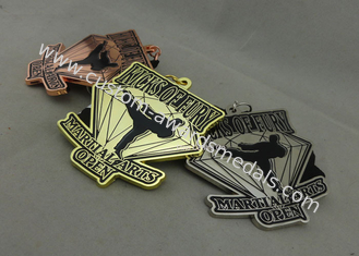 Подгонянные медали ленты боевых искусств, медаль эмали заливки формы с сублимированным талрепом
