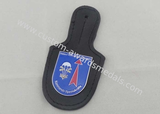 Значок карманн кожи Kommando и персонализированное кожаное Keychains с плакировкой никеля