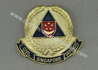Значки сувенира гражданскаяа оборона плакировкой золота с мягкой эмалью на дата сувенира