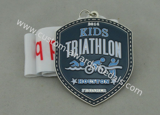 Сплав цинка медали эмали Triathlon малышей с плакировкой и тесемкой никеля
