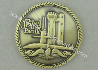 Оцинковывайте монетки сплава персонализированные заливкой формы для драгоценности Тихий океан, античной плакировки золота с краем веревочки