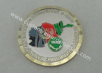 2 тона покрывая эмаль воинской латунной монетки ISAF мягкую 1,75 дюйма