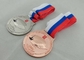 Никель певтера 3 медалей тесемки цветов покрынный с мягкой эмалью