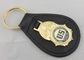 Keychains персонализированное латунью кожаное с плакировкой золота, цепью кожи агента США ключевой